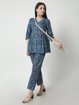 Varun Handicraft Women Floral Print Blue Night Suit Set