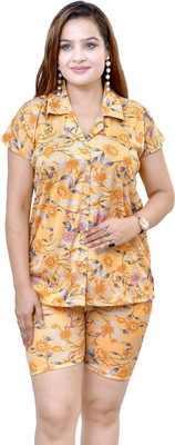 PN Brothers Women Printed Yellow Top & Shorts Set