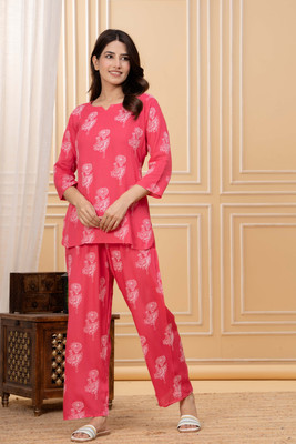 FROEBEL Women Printed Pink Night Suit Set