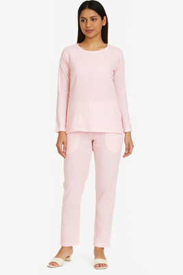 YGDEAL Women Self Design Pink Night Suit Set