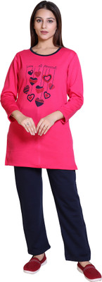 DG Divine GirL Women Printed Pink Top & Pyjama Set