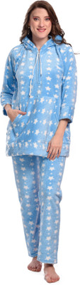 CIERGE Women Printed Blue Night Suit Set