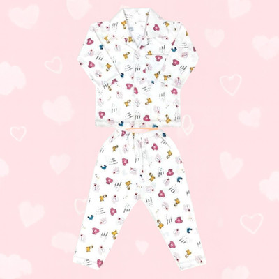 Sarvatapana Baby Boys & Baby Girls Printed White, Pink Night Suit Set