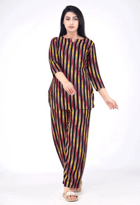 MintMarie Women Printed Multicolor Night Suit Set