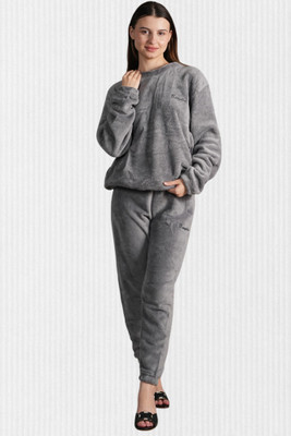 Belfry Women Solid Grey Night Suit Set
