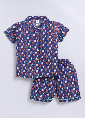 GEMINI LABEL Girls Printed Blue Night Suit Set