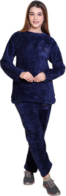 RG BY SS CLOTHING Women Solid Dark Blue Top & Pyjama Set