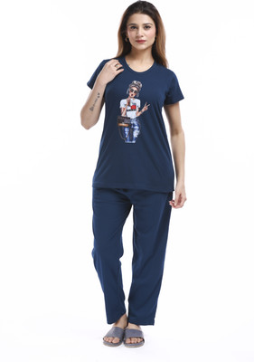 E-MAX Women Printed Multicolor Top & Pyjama Set