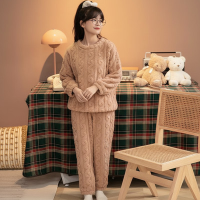 TIARA WORLD Women Self Design Brown Night Suit Set