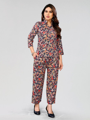 Soor Panchi Women Printed Blue, Brown Night Suit Set