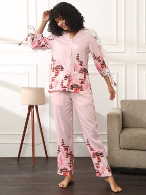 Banno's Swagger Women Printed Pink Top & Pyjama Set