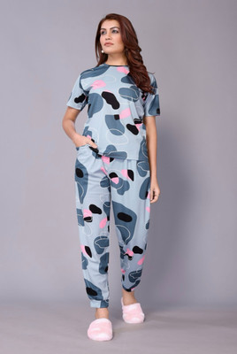 Vraj Jari Women Printed Multicolor Night Suit Set