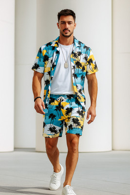 LG FASHION Men Printed Multicolor Top & Shorts Set