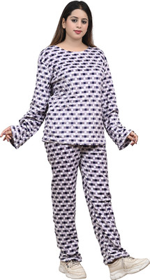 YGDEAL Women Checkered Grey Night Suit Set