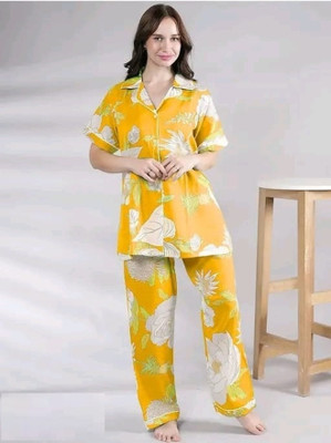 Uzmano Girls Printed Yellow Night Suit Set
