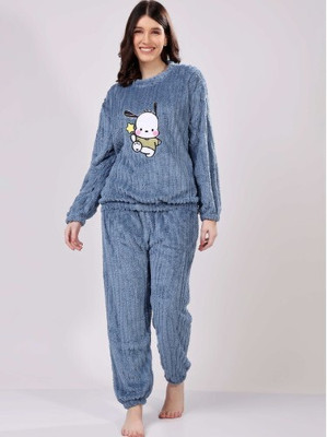 Belfry Women Animal Print Blue Night Suit Set