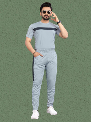 Bajrangfab Men Colorblock Grey Night Suit Set