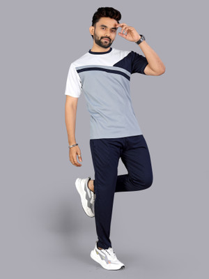 LINSOR FASHION Men Colorblock Blue Night Suit Set