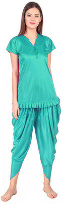 mysie Women Solid Light Green Night Suit Set