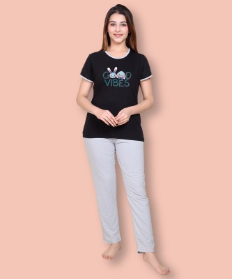 FASHIONLINE BY AZF Women Printed Multicolor Top & Pyjama Set