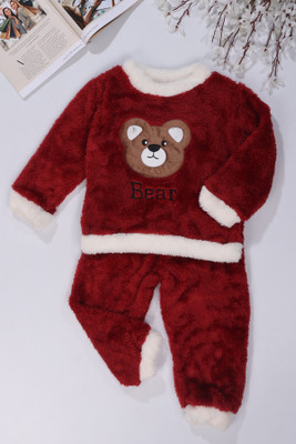 Stem Rope Kids Nightwear Boys & Girls Characters Fleece Blend(Maroon Pack of 1)