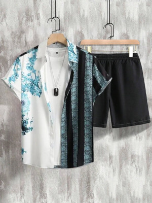 OLCHEESS Men Printed Multicolor Top & Shorts Set