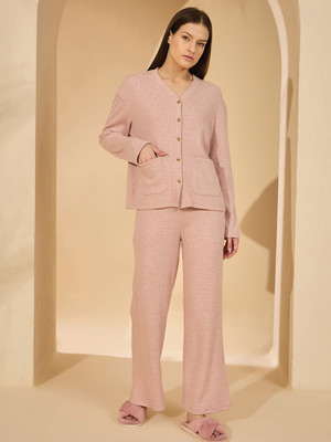SWEET DREAMS Women Solid Pink Top & Pyjama Set