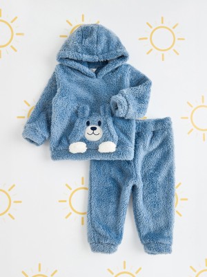 MAX Baby Boys Self Design Blue Night Suit Set