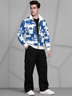 TRIPR Men Printed White, Blue, Black Top & Pyjama Set