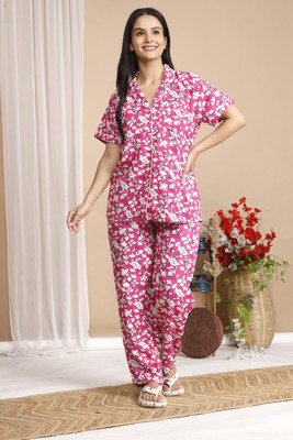 KOUTON PEARLS Women Floral Print Multicolor Night Suit Set