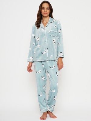 Camey Women Printed Green Shirt & Pyjama set