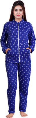 NACNO Women Printed Blue Shirt & Pyjama set