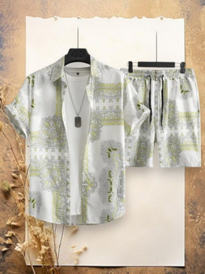 ZONANZA Men Printed Green Night Suit Set