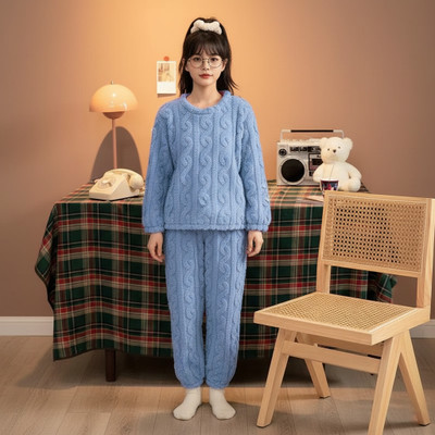 TIARA WORLD Women Self Design Blue Night Suit Set