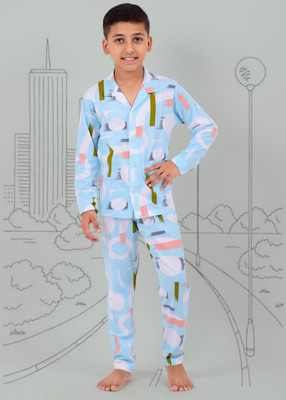 3BROS Boys & Girls Printed Multicolor Night Suit Set