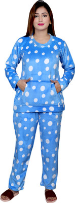 NACNO Women Printed Blue Top & Pyjama Set