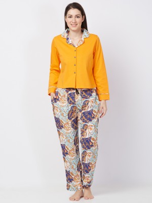 DESI BELLE Women Printed Orange Top & Pyjama Set