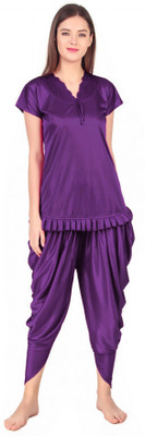 mysie Women Solid Purple Night Suit Set