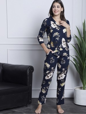 ALLEN WEAVE Women Printed Blue Night Suit Set