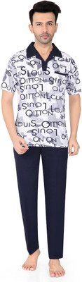INTER CREATION Men Solid Multicolor Top & Pyjama Set