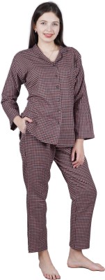 HOUSE OF MD Women Checkered Multicolor Night Suit Set