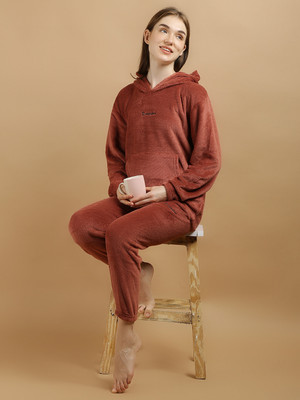 Ucollection Women Solid Red Night Suit Set