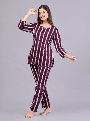 DreamBe Women Printed Purple Night Suit Set