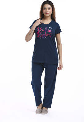 E-MAX Women Printed Multicolor Top & Pyjama Set
