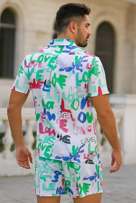 LG FASHION Men Printed Multicolor Top & Shorts Set