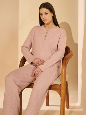 SWEET DREAMS Women Solid Pink Top & Pyjama Set
