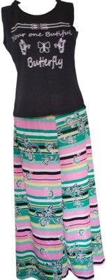 vidhi's creation Women Printed Black, Green Night Suit Set