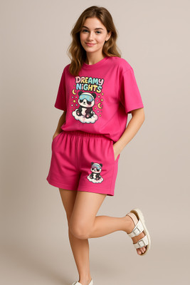 My Swag Women Printed Multicolor Top & Shorts Set