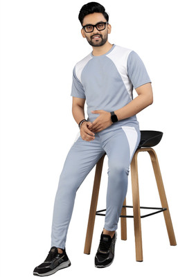 Bajrang Feb Men Colorblock Silver Night Suit Set