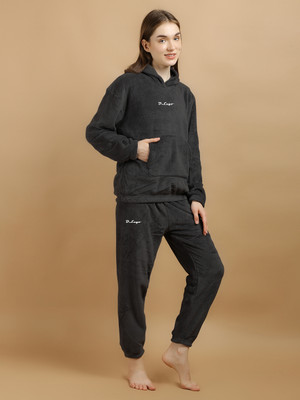 Pollo Loco Women Solid Black Night Suit Set